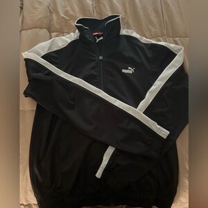 Puma jacket black , white strip on shoulder
